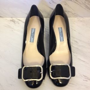 Prada patent leather buckle heels-hardly worn!